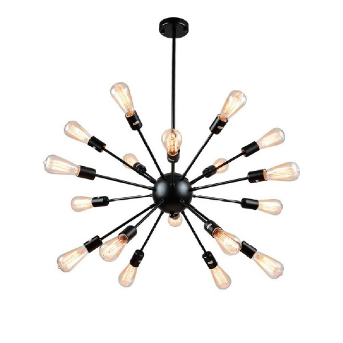 Colgante de 18 luces E27 de metal y vidrio, medidas 68x44cm negro